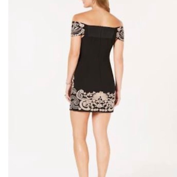 NWT- Foxiedox Black Embroidered off shoulder dress - Picture 3 of 7